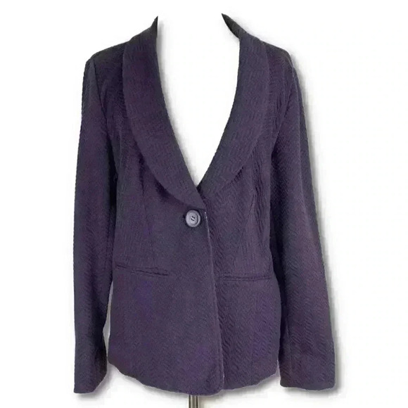 Coldwater creek Womens blazer size 12 purple one button knit shawl neck jacket - Picture 11 of 11